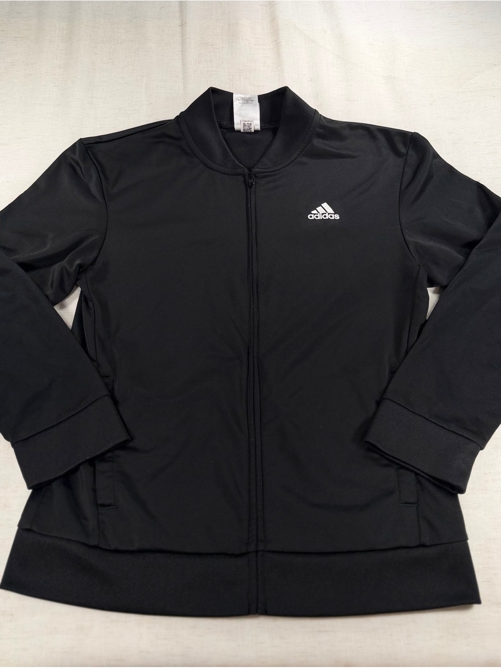 adidas Boys Black Track Jacket Full-Zip Size L Polyester Activewear
